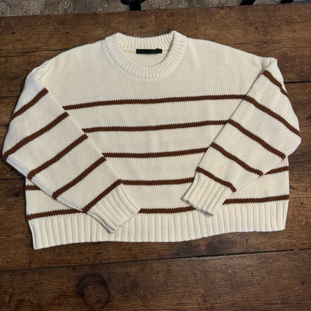 Jenni Kayne Cream and Brown Striped Sweater